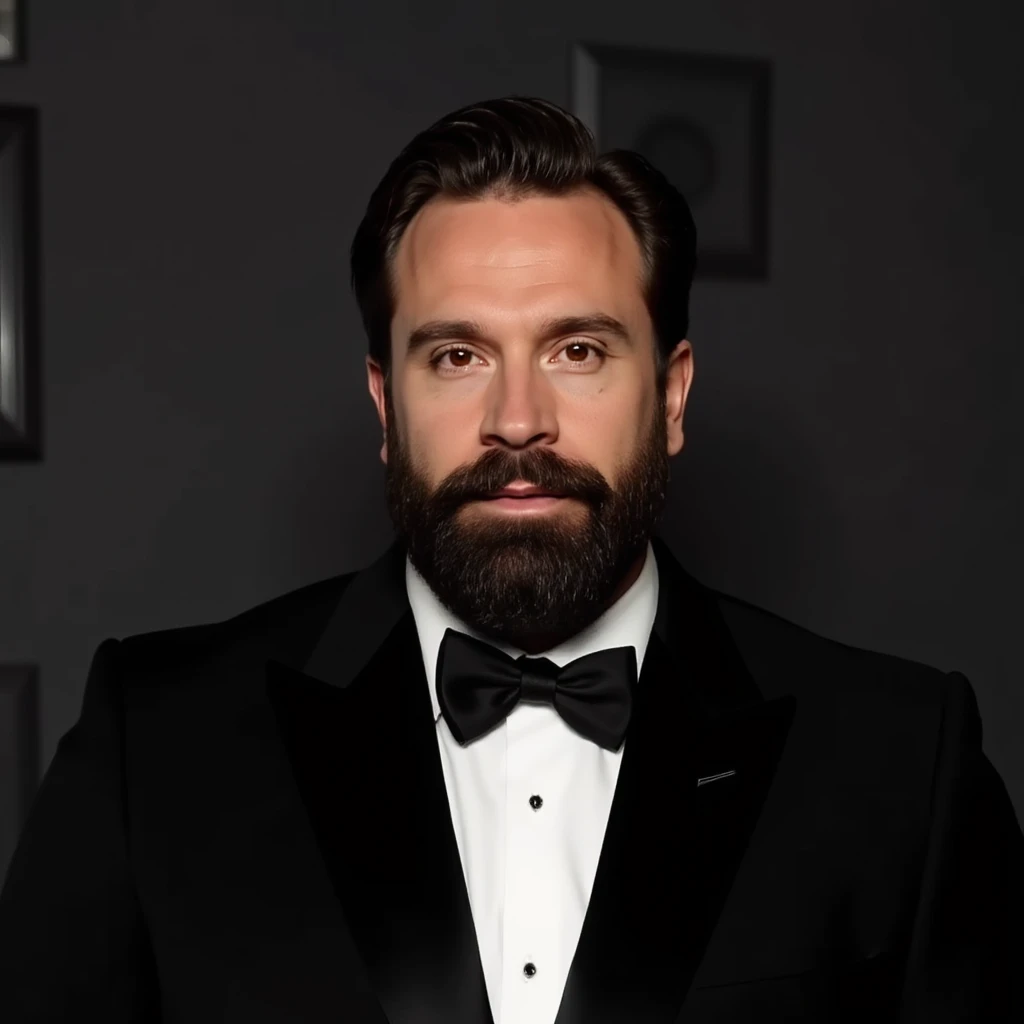 man, beard, tuxedo