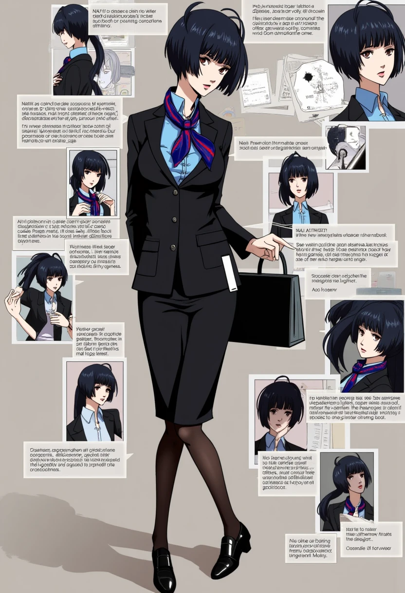 Anime style, sharp, high contrast and highly detailed. Ghibli anime style. Perfect anatomy. Perfect body ratio. No oversized head. No blurry, out of focus pictures. No simple background, no single color background.
takemi_tae wears a sleek and professional airline attendant uniform inspired by Japanese aesthetics, similar to the uniforms of ANA (All Nippon Airways). The uniform should consist of a tailored black jacket with a subtle sheen, featuring a structured, fitted design with long sleeves and a single-button closure. Beneath the jacket, the attendant wears a light blue collared shirt, neatly tucked into a matching knee-length pencil skirt. Around the neck is a silk scarf in a vibrant, bold color such as purple or blue, tied elegantly to add a touch of flair and sophistication. The outfit is complemented by sheer black tights and polished black dress shoes with low heels, designed for both style and comfort. She looks mature, gentle and elegant. She is looking at the viewer with a beautiful smile. Anime style, sharp, high contrast and highly detailed. Ghibli anime style. Perfect anatomy. Perfect body ratio. No oversized head. No blurry, out of focus pictures. No simple background, no single color background.
<lora:Tae Takemi_epoch_5:1>