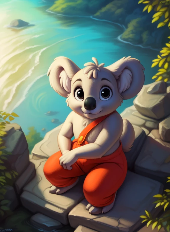 <lora:BlinkyBillAmyRosMilPowAroYif:1> BlinkyBillAmyRosMilPowAro, koala, gray fur, chibi, small body, red pants with suspenders,
Looks at the viewer, [  solo, (nature), forest, day, clouds, waterfall,]  ((cowgirl position,  high-angle view,))
(beautiful, aesthetic, perfect, delicate, intricate, saturated colors), masterpiece, digital drawing, best quality,
by ulitochka, by taran fiddler, by Silverfox5213, by personalami,