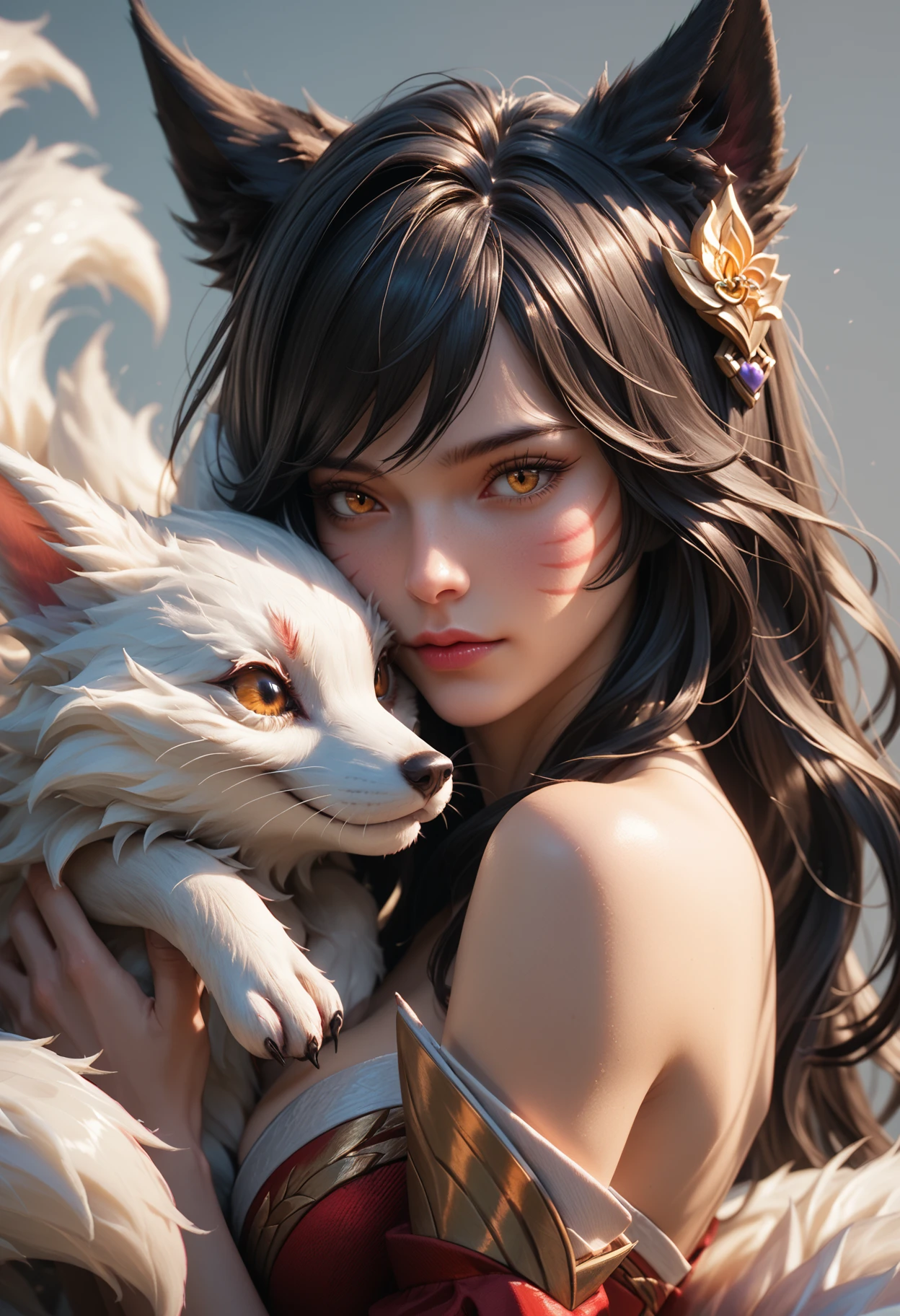 a beautiful kemono wolf warrior goddess, wolf ears and tail, dark black and silver armor, obsidian black hair, dark black background, surrounded by white wolfs, fantasy art, glowing symbols, engraved patterns, silver trim, black hair, wolf tail, enchanting glow, dark magic, mysterious aura, shadow, fantasy setting, guardian, secrets, mist, darkness, mysterious, shadowy, 3d, cool, dark, beautiful, evil
