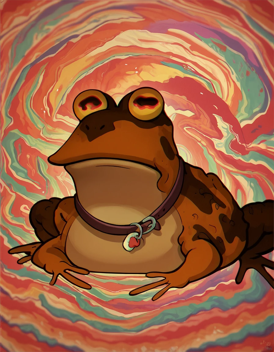 Score_9, score_8_up, score_7_up, score_6_up, score_5_up,
hypnotoad, psychedelic <lora:ALL_GLORY_TO_THE_HYPNOTOAD:1>