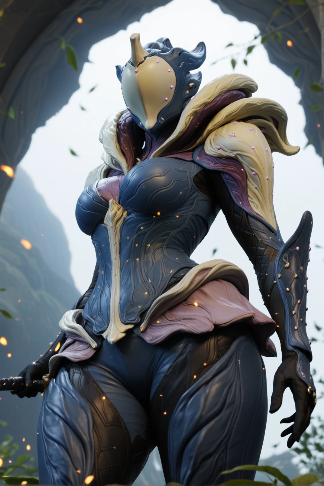 ((Low-Angle Shot)),<lora:Saryn_-_Warframe_-_project_deal:1>saryn \(warframe\), score_9, score_8_up, score_7_up, BREAK 1girl.
Saryn Prime, elegant pose, flowing organic armor, iridescent details, graceful katana stance, bioluminescent accents, dynamic energy effects, lush overgrown background, ethereal glow, powerful yet serene.
(Swordsmaster, Bladedancer, Iaijutsu, Kenjutsu, Swordbearer, Bladeweaver, Swordsworn)