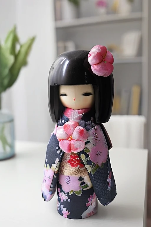 <lora:MRkokeshiSakura:1> (MRkokeshiSakura doll:1.5) Living Room Shelves Place it on a bookshelf or a dedicated display shelf. It can serve as a conversation starter and add a touch of Japanese culture to the room.