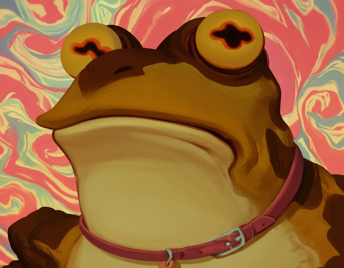 Score_9, score_8_up, score_7_up, score_6_up, score_5_up,
hypnotoad, <lora:ALL_GLORY_TO_THE_HYPNOTOAD-000010:1>, psychedelic