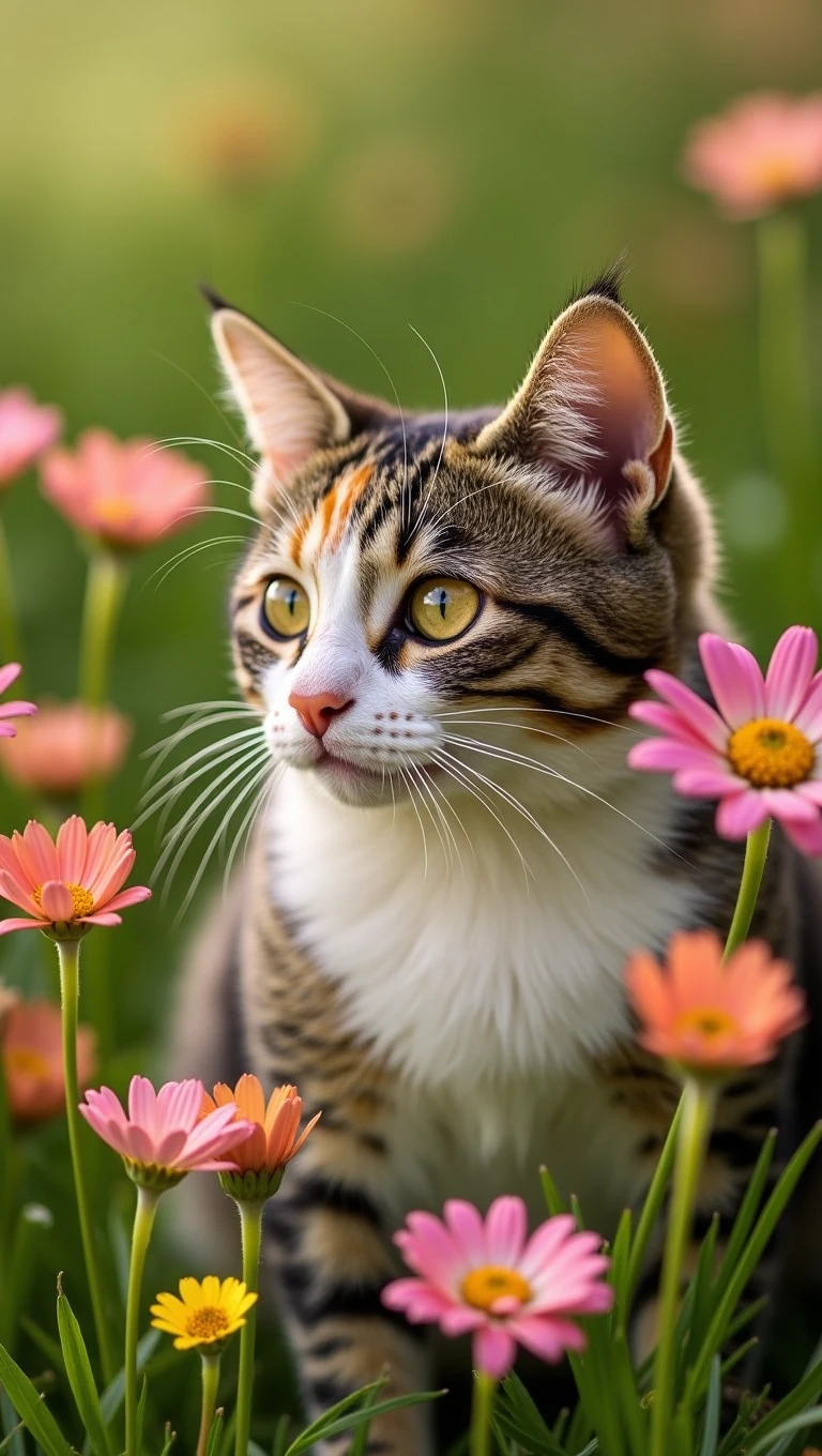 Portrait of a cat among flowers
<lora:photo-enhancer10:0.7>