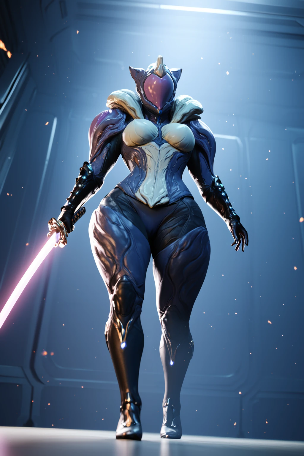 score_9, score_8_up, score_7_up, BREAK 1girl, solo female.
<lora:Saryn_-_Warframe_-_project_deal:0.8>saryn \(warframe\),
((Extreme low-angle shot)), ((biomechanical warrior ascending in futuristic elevator)), (Warframe-inspired coliseum), ((dramatic spotlight from above)), (katana held horizontally at chest level), organic armor with flowing lines, ((toxic spores and glowing particles swirling)), (bioluminescent petals and leaves floating), poisonous mist curling around feet, (high-tech gladiatorial arena in background), ominous shadows contrasting with brilliant light, powerful feminine silhouette, tendrils of energy radiating from armor, audience silhouettes barely visible in darkness.
(alien biotechnology), (corrosive and venomous design), (fluid and mutable form), (spore-bearing abilities)