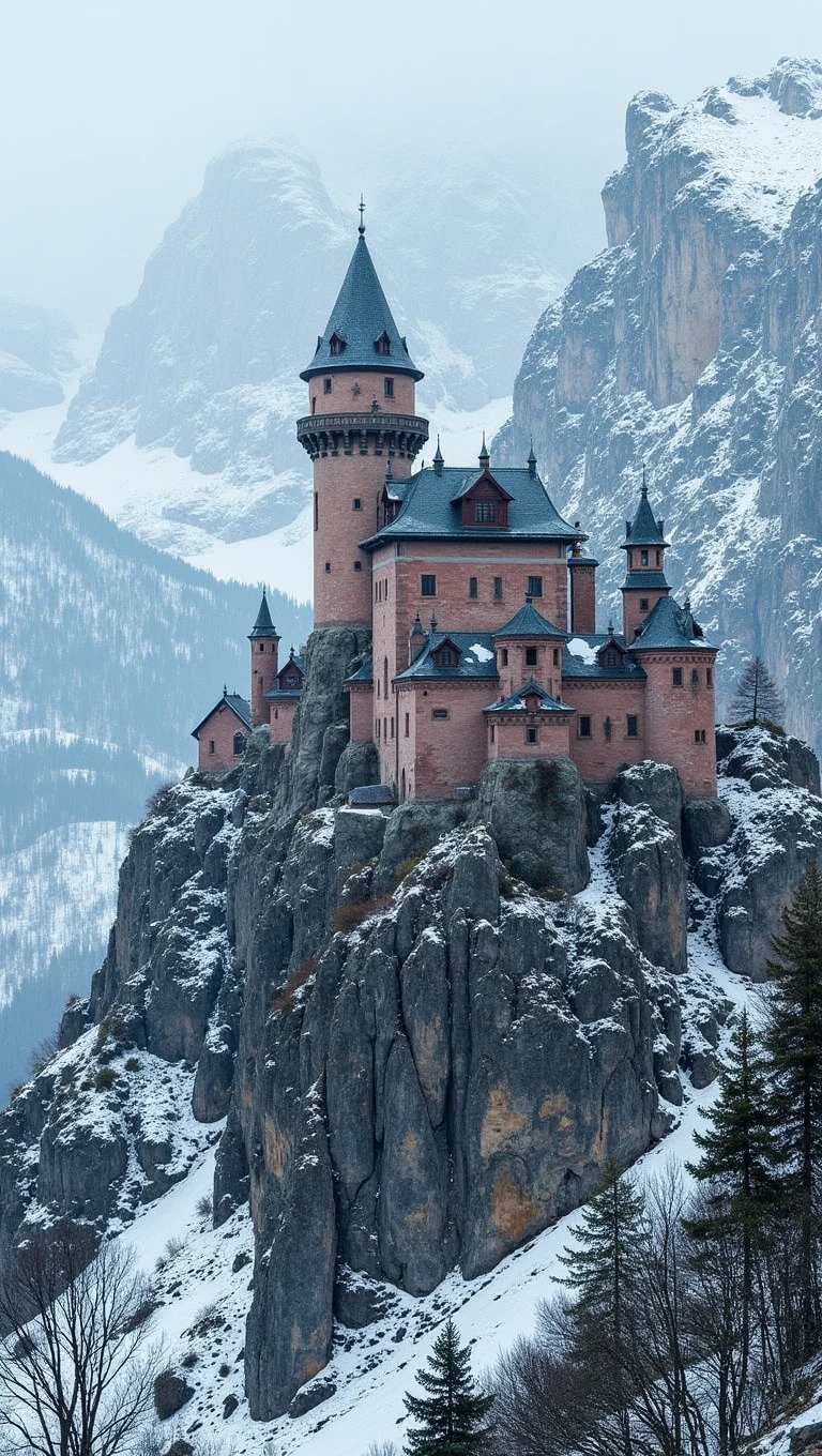 A castle on a rock in a snowy moutain landscape
<lora:photo-enhancer10:0.7>