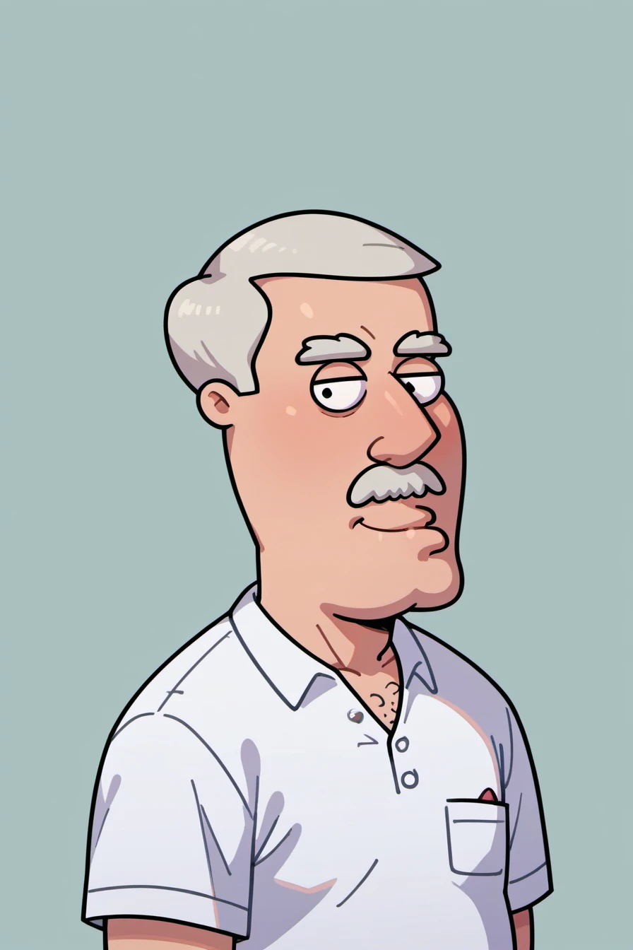 score_9, score_8_up, score_7_up, socre_cartoon,1boy,solo old, old man,carter,moustache,white shirt,simple background