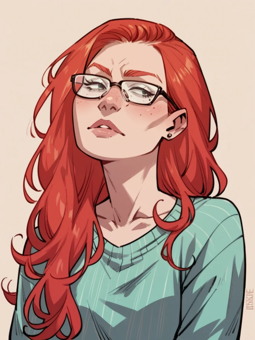 score_9, score_8_up, score_7_up, score_6_up, score_5_up,    <lora:B4tgirlXLP:1> b4tgirl, 1girl, solo, red hair, long hair, glasses