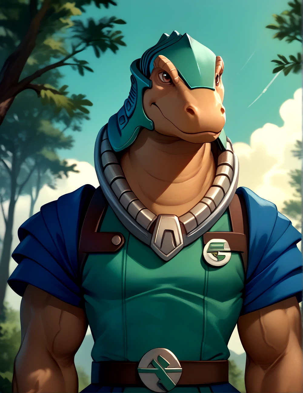 score_9, score_8_up, score_7_up,
<lora:Allo_(Dinosaucers)_(Pony)_(AD):1> Allo, Dinosaucers, dinosaur, muscular, armor, chest armor, brown skin,
8K, In'ei, chiaroscuro, depth of field, side lighting, clear_eyes,
perfect hands, perfect proportions, peak physical perfection, perfect male physique, impressive physique,
dynamic action pose, detailed anime background, detailed photographic fluffy anime clouds, masterclass anime, alluring gaze, dynamic lighting, photographic realism, mountain forest, 
BREAK zPDXL, ponyxl,