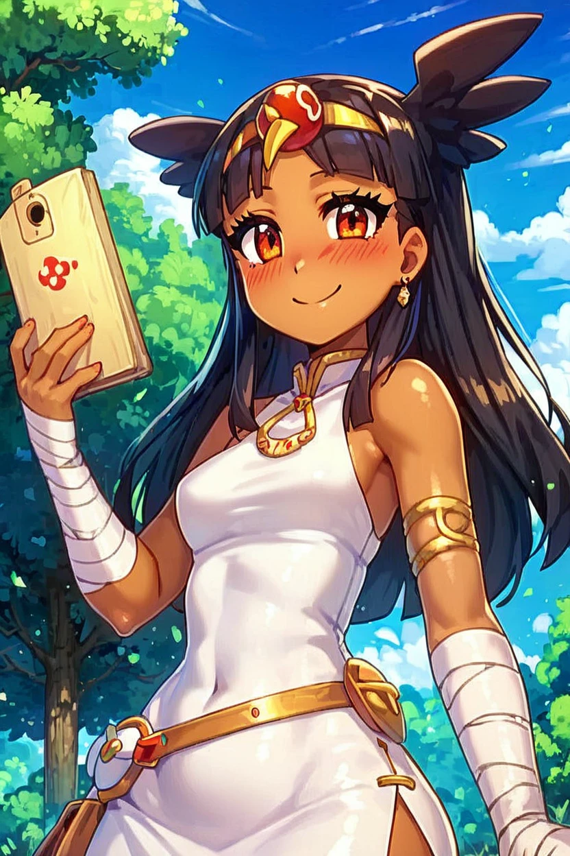 score_9, score_8_up, score_8, medium breasts, (curvy), cute, eyelashes,       BREAK, , zzToto, dark skin, 1girl, blush, black hair, jewelry, sky, day,  bandages, white dress, sleeveless dress,    <lora:Toto_Takatsu_PDXL_v2:0.8>, , BREAK, smile, looking at viewer, cowboy shot, outdoors, sky, day, cloud, tree, blue sky, sunny,  Expressiveh, <lora:Alola_Style_PDXL:0.7>,  <lora:Expressive_H-000001:0.4>, <lora:CatalystStylePDXL:0.3>,