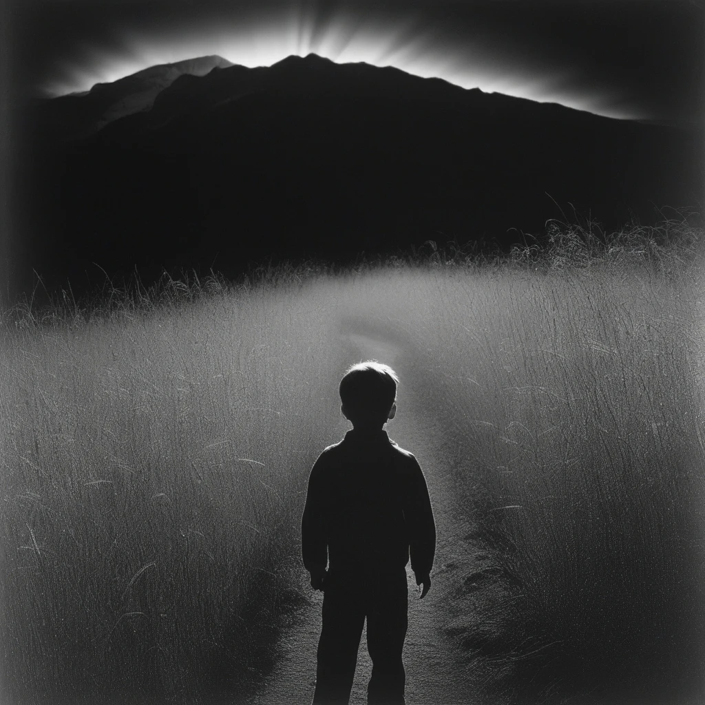 grass, mountain, road, 1boy, night, male focus, armor, light rays, anseladams