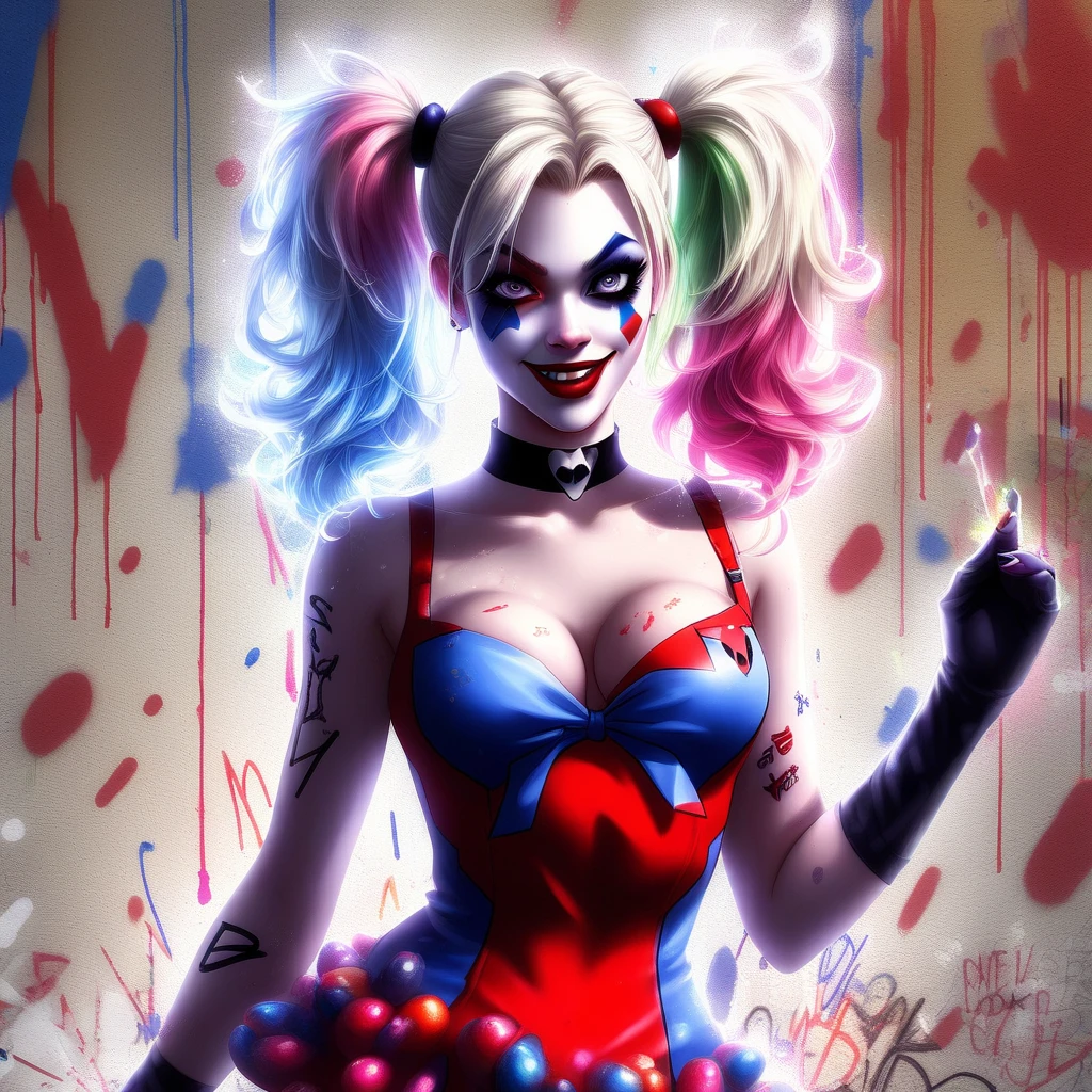 1Girl, 25 years old, Long hair, full body pose , looking up at viewer, Blonde hair, (Dark Goth Clown Look:1.5), green eyes, (Gothic jewelry:1.1), full entire body, tightly fitting top, pencil skirt, red lips, realistic, beautiful nose, flirting with the camera.(Color palette Amber and steel blue:1.3)