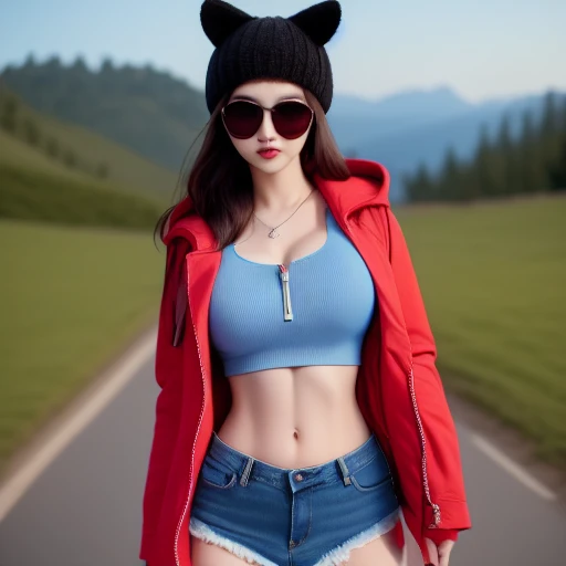((corps entier, heureux)), Beautiful European girl, rousse, 20 ans, sexy, master piece, beste-Qualit, Ultra-detailed, seule, outdoor, montagnes, nature, joyeux, bikini, se baigne dans un lac de montagne, affaires de camping, Ground-mounted hiking clothing, woods, rochers, river, bois, smoke, ombres, contraste, ciel clair, style analogique, (Regardez le spectateur: 1.2) (texture de la peau) (grain du film: 1.3), (teinte chaude, ton chaud) :1.2), gros plan, Kinematic light, side lighting, ultra highres, meilleure ombre, .....RAW, corps entier