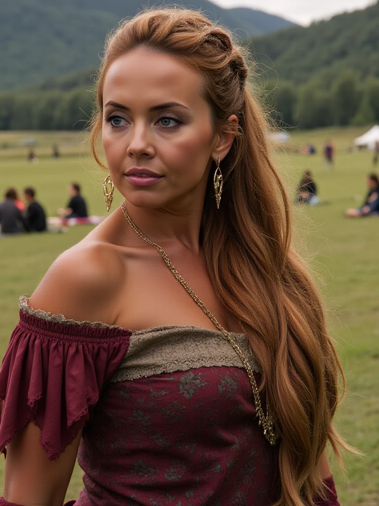 hyperrealism, (photorealistic:1.2), (photorealistic light:1.3), masterpiece, best quality, perfect detail, professional photo, realistic photo, raw photo, realistic style, detailed face, Russian nesting doll, thick braid, long eyelashes, rosy cheeks, curvy physique, huge breasts, headscarf, red sundress, neckline, (Russian folk sundress: 1.3), standing, black background, Russian theme.