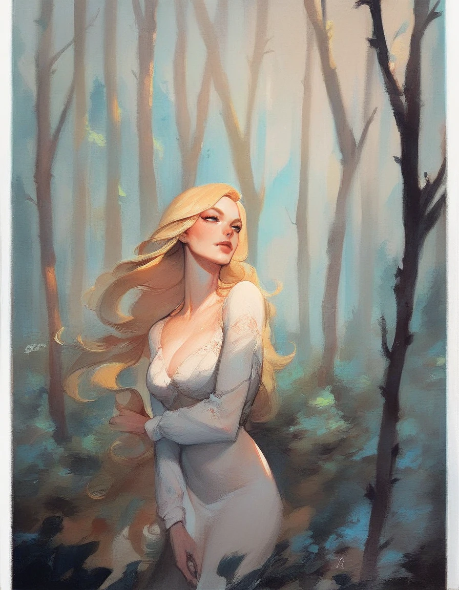 score_9, score_8_up, score_7_up, score_6_up, painting, MTGr3b3cc4, 1girl, solo, long hair, blonde hair, tree, traditional media, nature, forest, <lora:MTGr3b3cc4-pony:1>