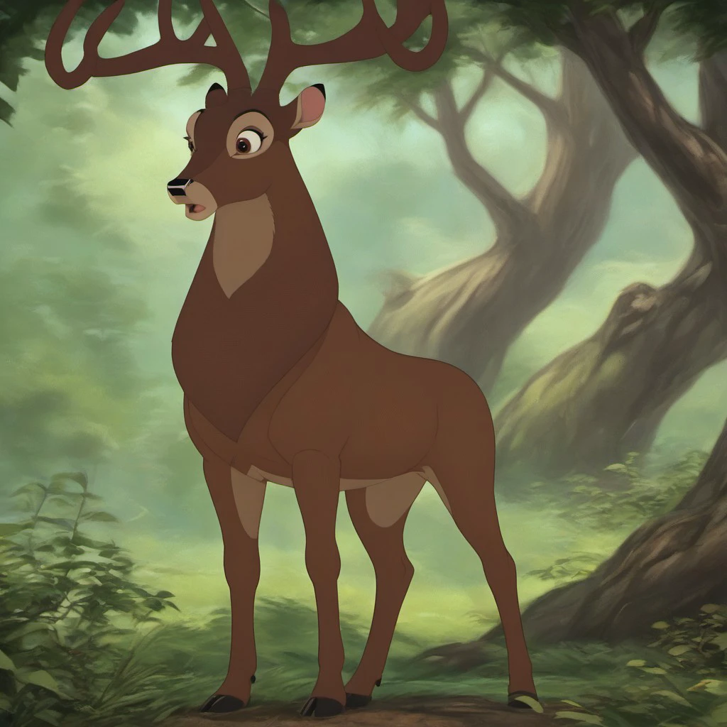 score_9, score_8_up, score_7_up, score_6_up, score_5_up, score_4_up, score_4, detailed face, detailed eyes, detailed fur, male, nature background, detailed background
BREAK
Great Prince of the Forest, GPotF, deer, buck, disney, antlers, brown fur, tan Markings, beige markings, brown eyes, brown eyelids, brown eyeshadow, eyeliner, black eyebrows, shocked, looking to side
BREAK
full body
<lora:add-detail-xl:1.0>