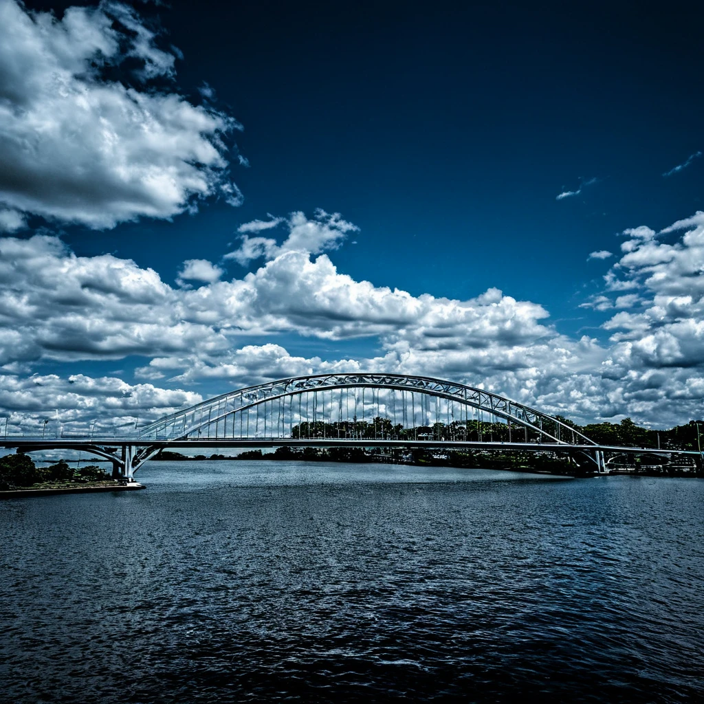 HDR photo of <lora:cinematic Polarizing filter photography:0.9>
In cinematic Polarizing filter photography style a bridge over a body of water with a boat in the water, sharp edges, detailed image, kodak polarized film style, contrast:1, darken skies, intense color, high contrast, darken image, contrast color, polarising filter style, Polarizing filter photography style, simple background, white background, monochrome, sky, blue sky, no humans, blue background, scenery, blue theme, still life, outdoors, reflection
, High dynamic range, vivid, rich details, clear shadows and highlights, realistic, intense, enhanced contrast, highly detailed