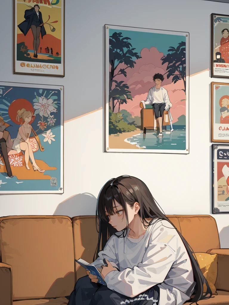 score_9,score_8_up,score_7_up,source_anime,rating_questionable,1girl,<lora:wall_posters:1>,poster \(object\),sitting on sofa,upper body,looking away,looking down