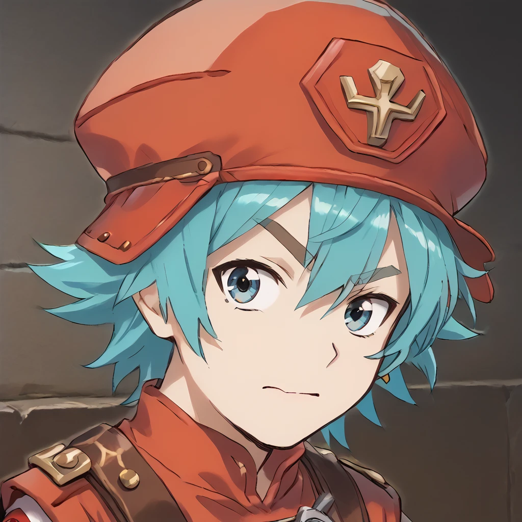 <lora:.hack_kite:1> 1boy, turquoise hair, red outfit, hat
 <lora:RocksEyebrowRaise_XLPD:0.8> RocksEyebrowRaise, upper body, portrait, raised eyebrow, thick eyebrows