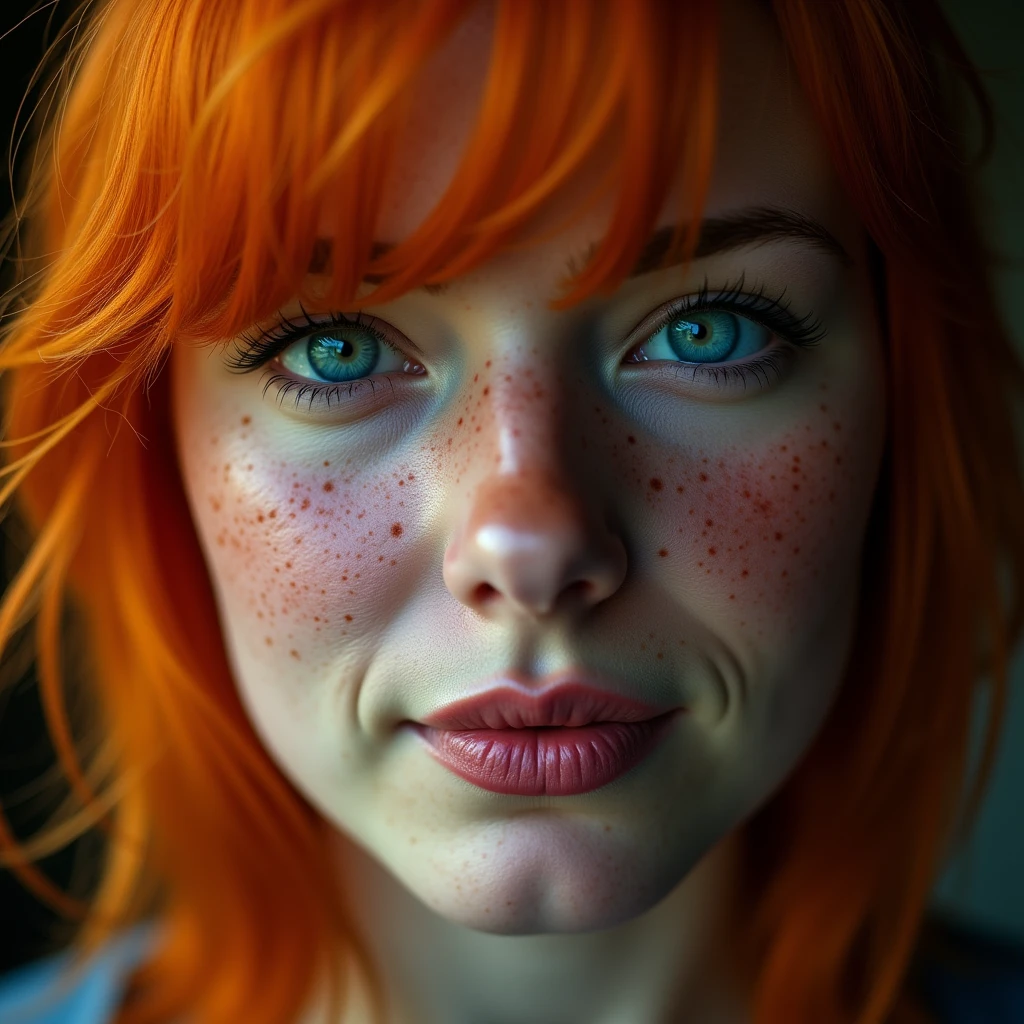 UHD, 4k, ultra detailed, cinematic, a photograph of  <lora:skin tone style v1:1>
A cinematic Fair white skin tone shot of a close up of a woman with freckles on her face, movie themed style, sharp, detailed, epic cinematic photorealism style, artistic creative style, dramatic cinematic light style, cinematic color style, skin tone style, Fair white skin tone style, adult, solo, smile, blue eyes, orange hair, lips, eyelashes, watermark, portrait, web address, close-up, freckles, realistic, looking at viewer, closed mouth, hair over one eye, photorealistic, closeup, epic, beautiful lighting, inpsiring