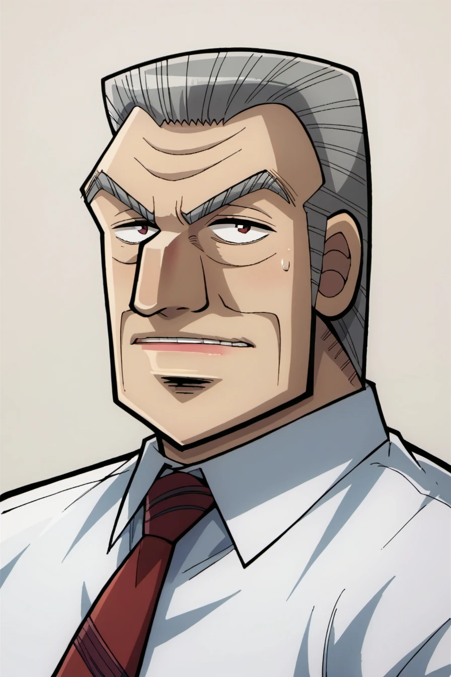 score_9, score_8_up, score_7_up, socre_cartoon,1boy,solo old, old man,tonegawaxx,grey hair,white shirt,red necktie,simple background