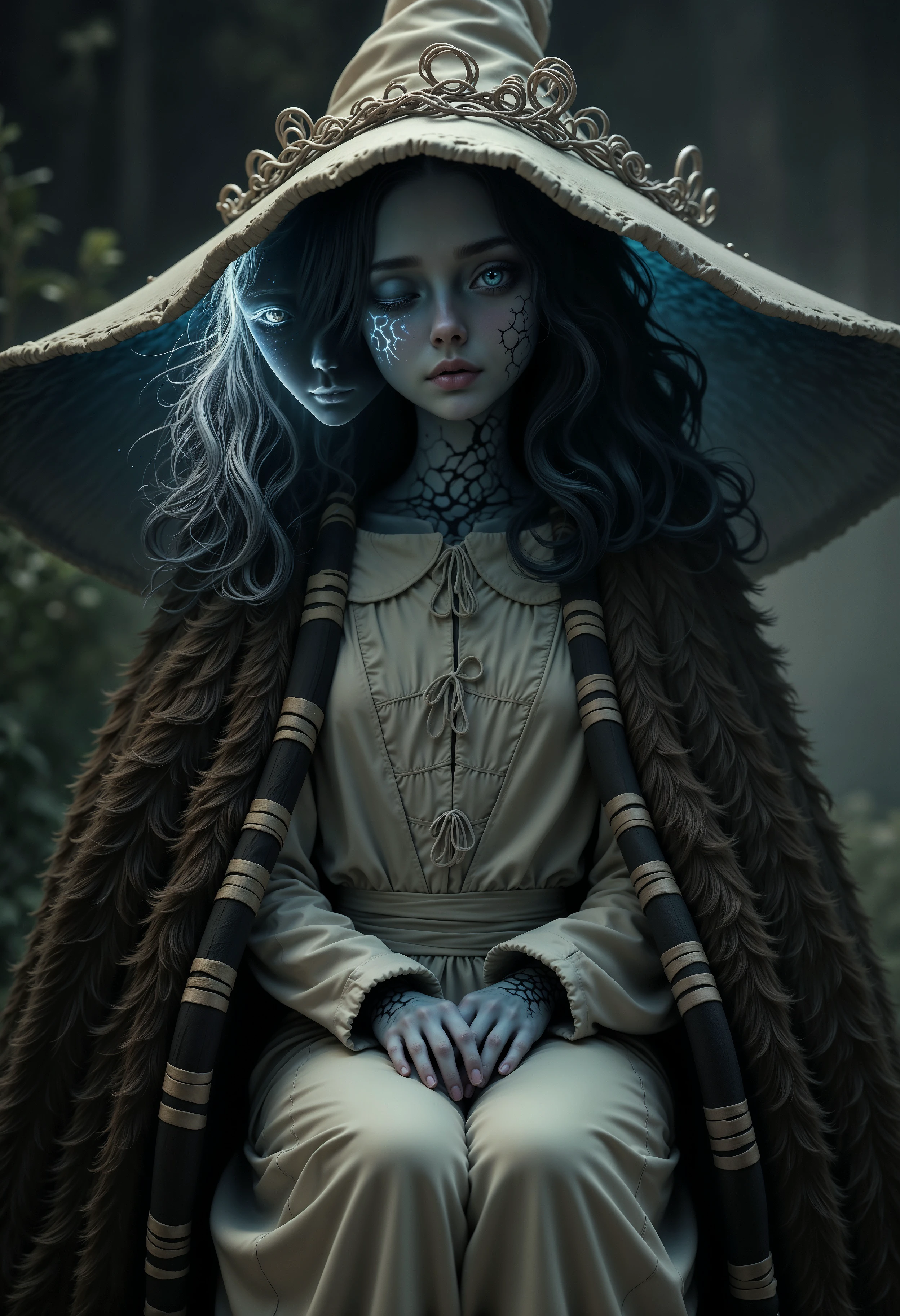 ultra realistic photo of Ranni the witch, her cloak flowing in the wind, her doll like arms resting on her thighs, (maximum ultra high definition image quality and rendering:3), maximum image detail, maximum realistic render, (((ultra realist style))), realist side lighting, , 8K high definition, realist soft lighting, (amazing special effect:3.5)  <lora:FluxR4nni:1>