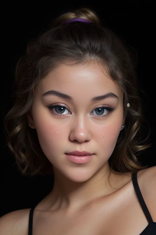 DEN_bbygurlmax_OF, ((headshot:1.1) portrait on a plain black background - SeaArt AI