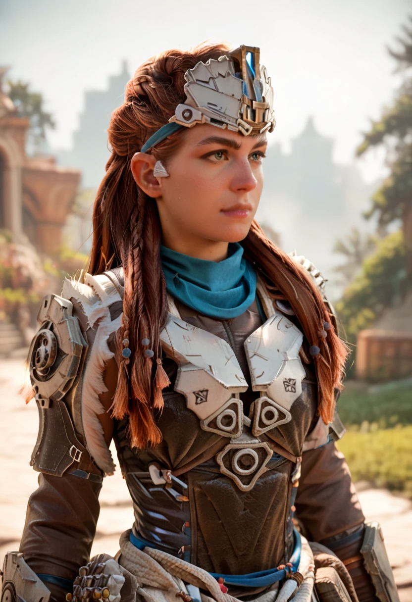 score_9, score_8_up, score_7_up, 1girl, aloy, brawn hair, multiple braids, anointed armor, shoulder armor, headwear, headdress,
<lora:Aloy:.8>