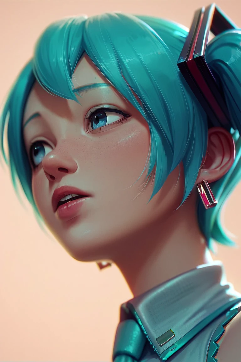 score_9, score_8_up, score_7_up, source_anime, hi res, masterpiece, best quality, highres, 1girl, jewelry, earrings, blue eyes, aqua hair, portrait, parted lips, short hair, close-up, makeup, lipstick, hatsune miku