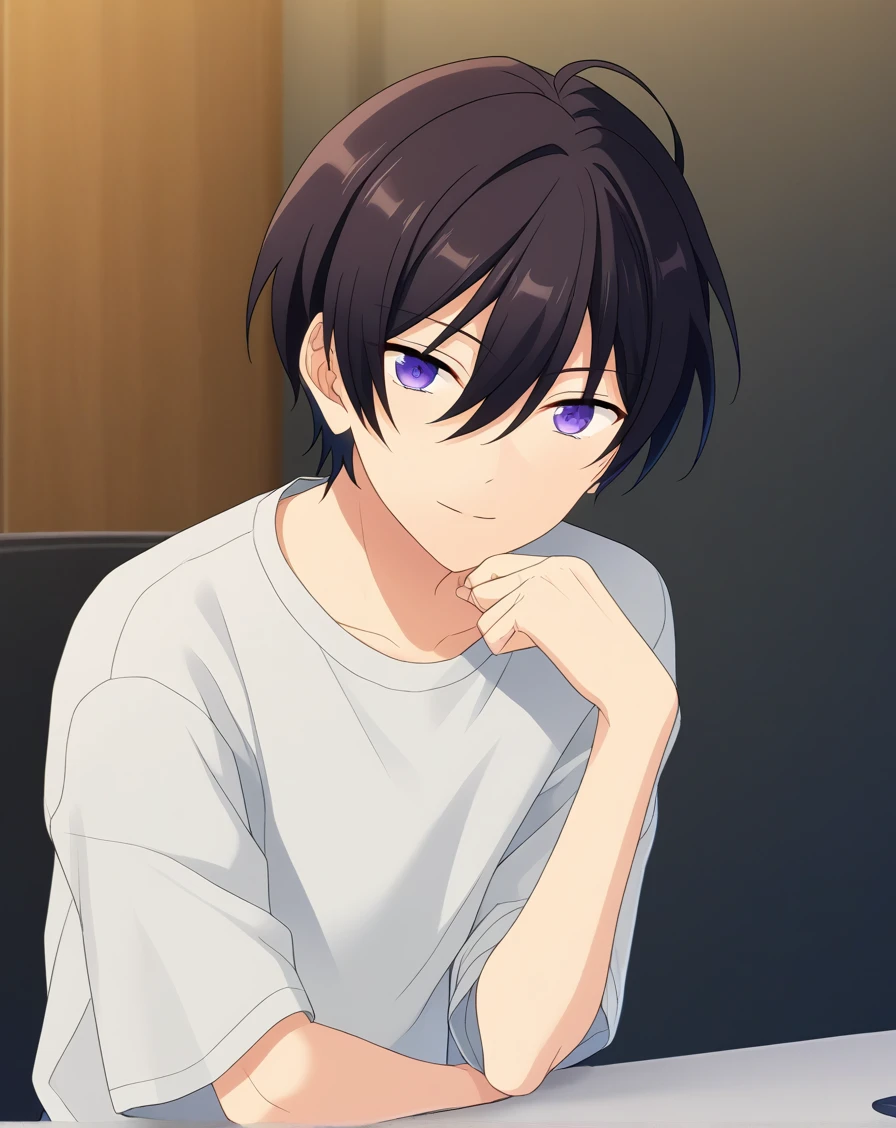 score_9, score_8_up, score_7_up, source_anime, anime screencap, depth of field, rating_safe, BREAK,
1boy, solo, yaoi, male focus,
looking at viewer, facing viewer, portrait, face focus,
hidaka_hokuto,
indoors, <lora:Ensemble_Stars_Characters_LoRA:1>