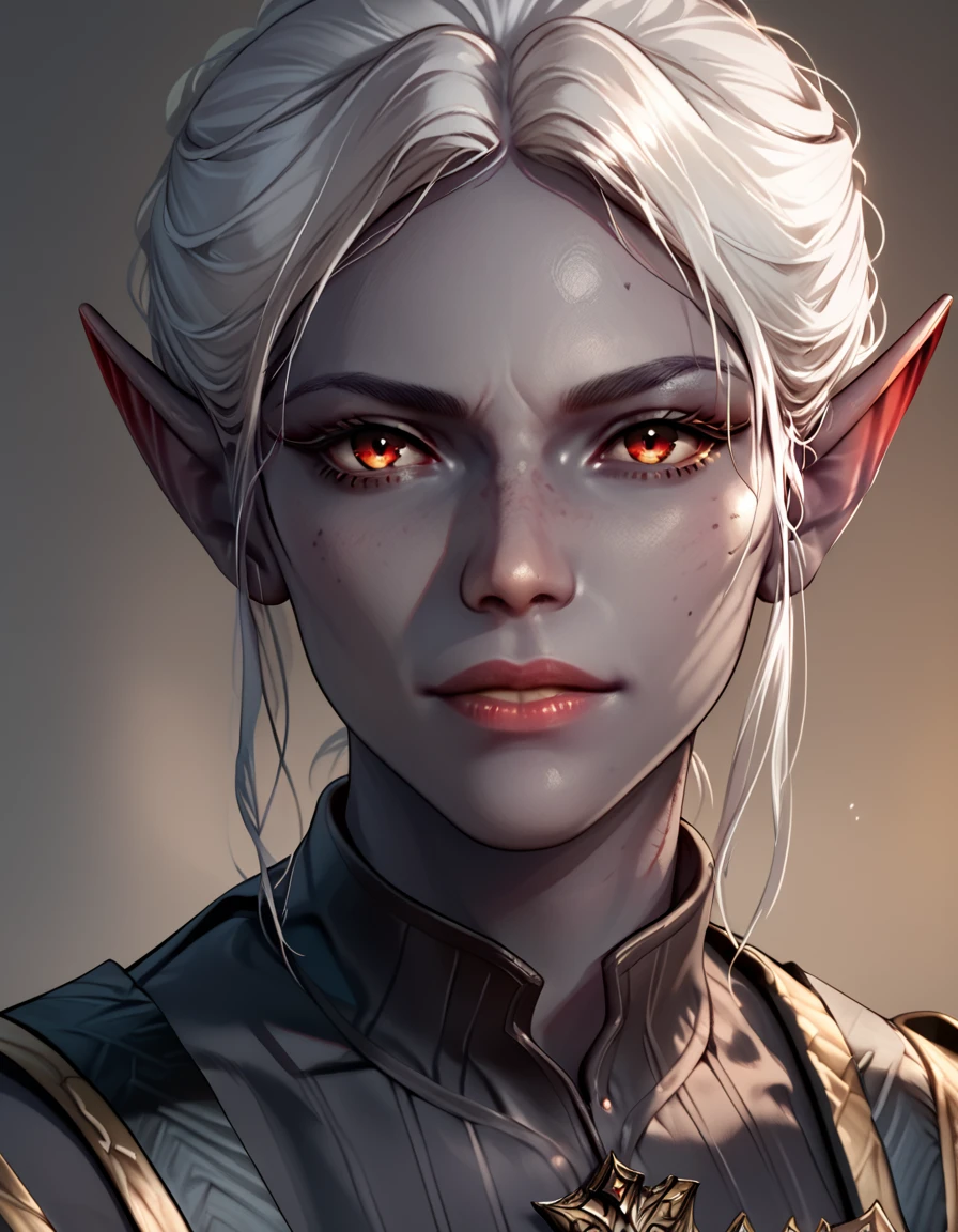 <lora:baldursgate3:1>, minthara, white hair, red eyes, dark elf, colored skin, grey skin, score_9, score_8_up, score_7_up, score_6_up, score_5_up, score_4_up, source_anime , 1girl, portrait,