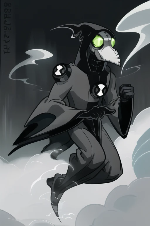 <lora:ben10-06:1> ben10,   <lora:plague doctor:1> plague doctor, smoke, black smoke monster, masterpiece, best quality