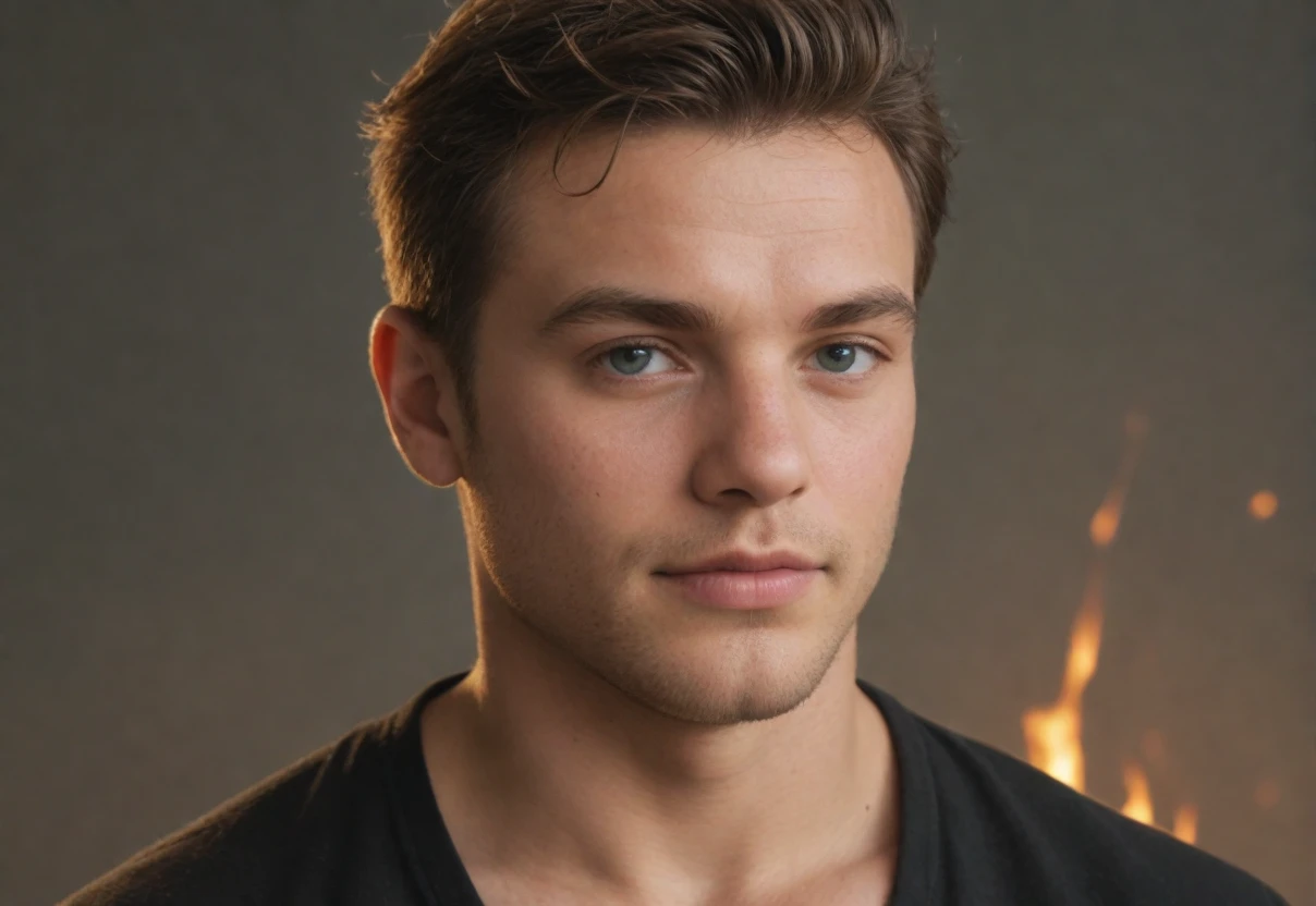 portrait of man in fire