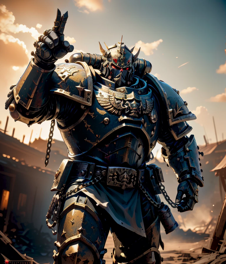 best quality,masterpiece,highly detailed,ultra-detailed, <lora:neg9V2_last:0.7>warhammer40k, æ°é40k, armor, shoulder armor, pauldrons, weapon, power armor, holding weapon, holding, gauntlets
buster sword, chain, 
 <lora:warhammer40k:0.75>
<lora:Modelaging_last:1>, oil painting, textured, layered, rich, classic, depth,timeless