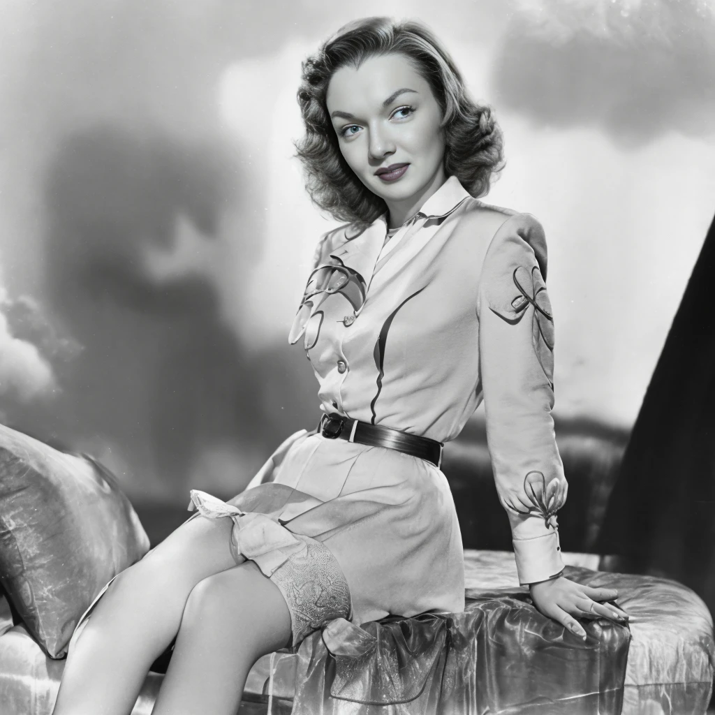 full color photo of gloria henry, decently clothed, posing for a fashion shoot, vivid color, masterpiece <lora:GloriaHenry:1>