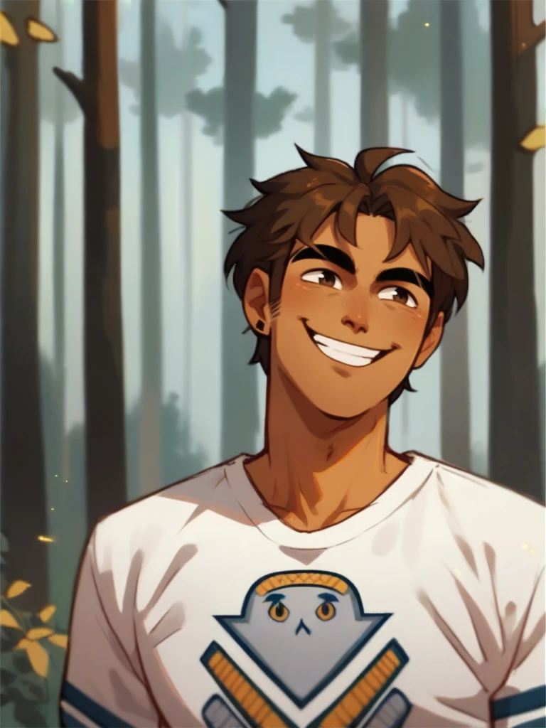 score_9, score_8_up, score_7_up, portrait of R4j man, smiling, forest background, shirt   <lora:R4j-000006:1>