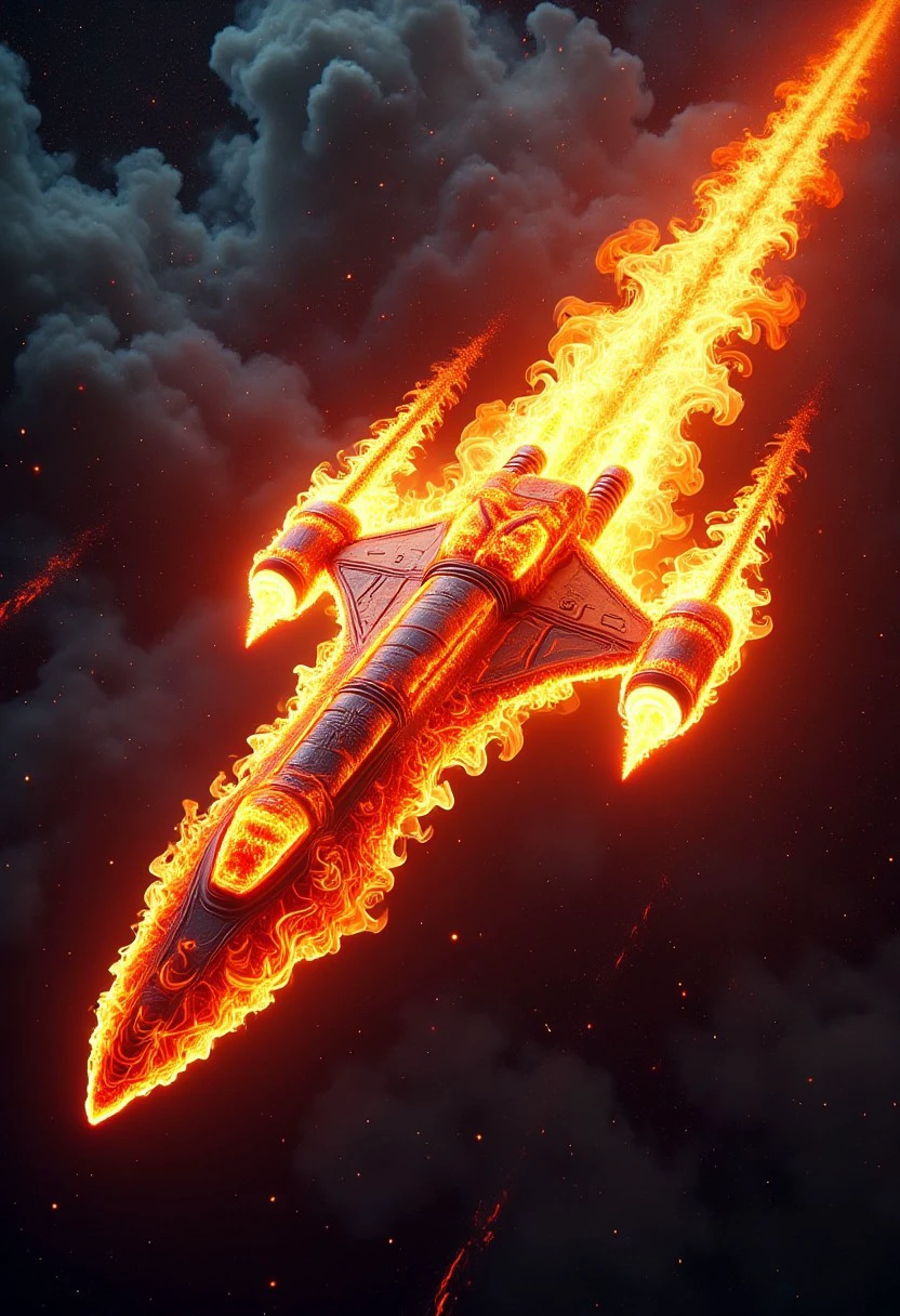 a spaceship made of flames