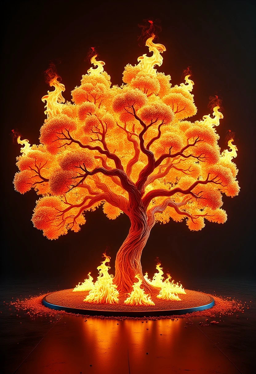 a tree made of flames