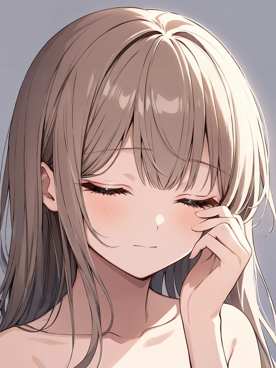 masterpiece,ultra-detailed,best quality,8K,illustration,cute face,clean skin ,shiny hair,girl,ultra-detailed-eyes,simple background, <lora:add-detail-xl:1>  <lora:rubbing eyes_XL_V1.0:0.8> rubbing eyes, one eye closed, sleepy