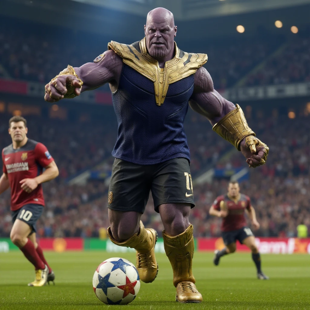 Thanos is playing soccer <lora:Thanos:0.9>