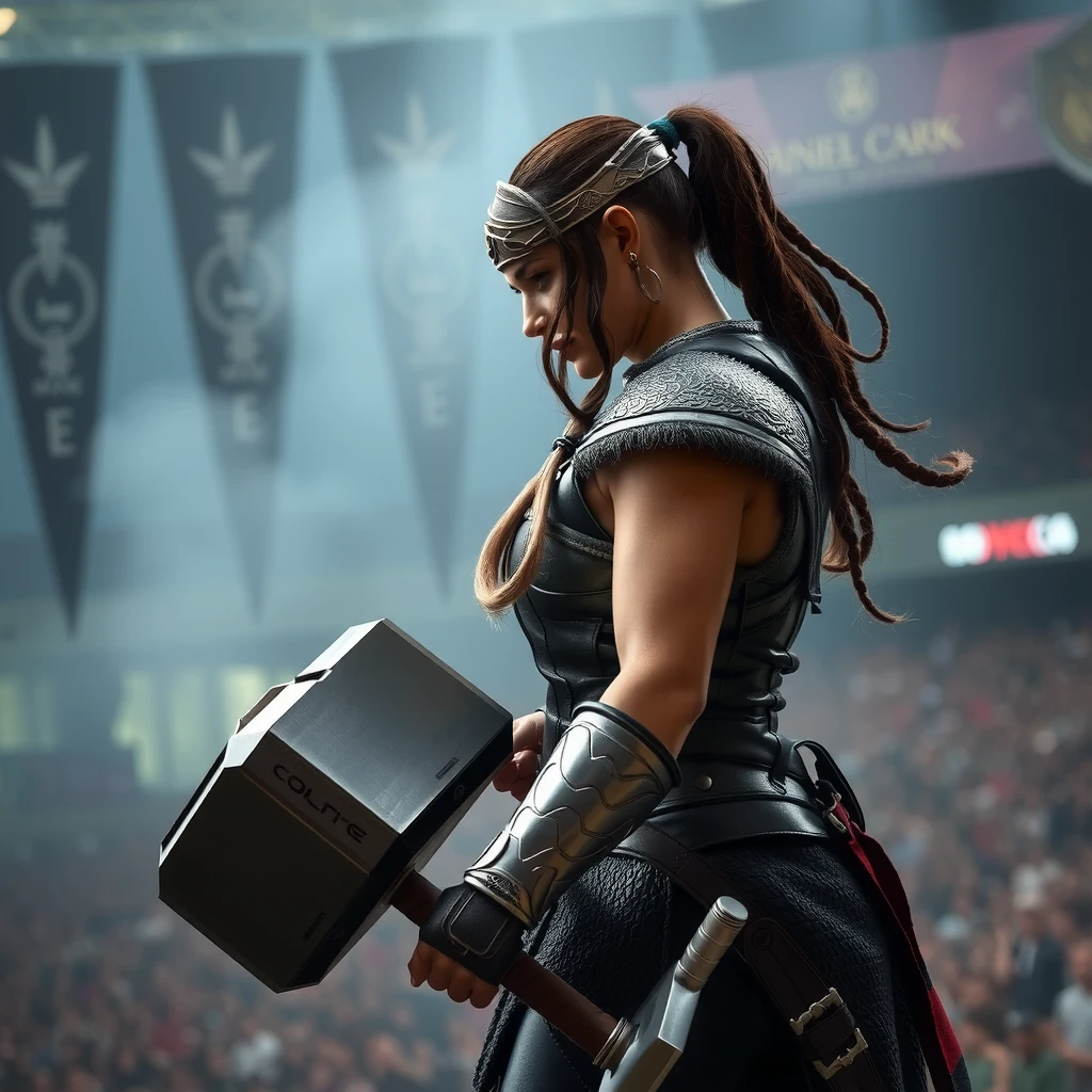 Mjölnir thor hammer, A female warrior in a arena