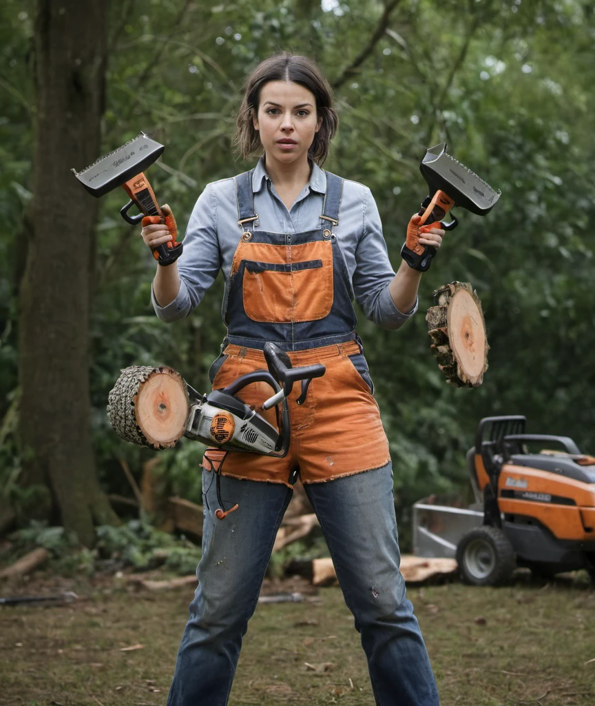 a professional absurdres sharp focus intricately detailed photograph portrait of a Amelia_Warner juggling chainsaws,
 <lora:Amelia_Warner-SDXLe10:0.8> ,