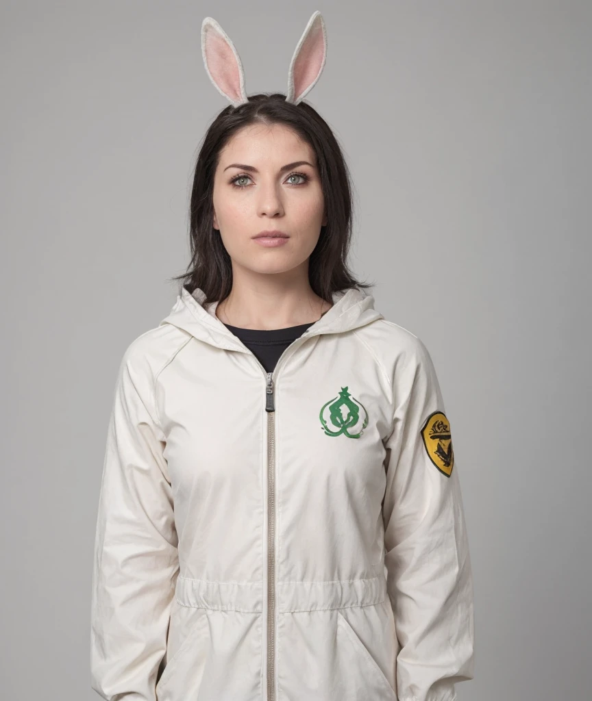 (Sara_Raftery:1.1), 
full torso photo, photorealistic,
wearing practical casual clothing and a hazmat suit with bunny ears,
 <lora:Sara_Raftery-SDe12:0.8>