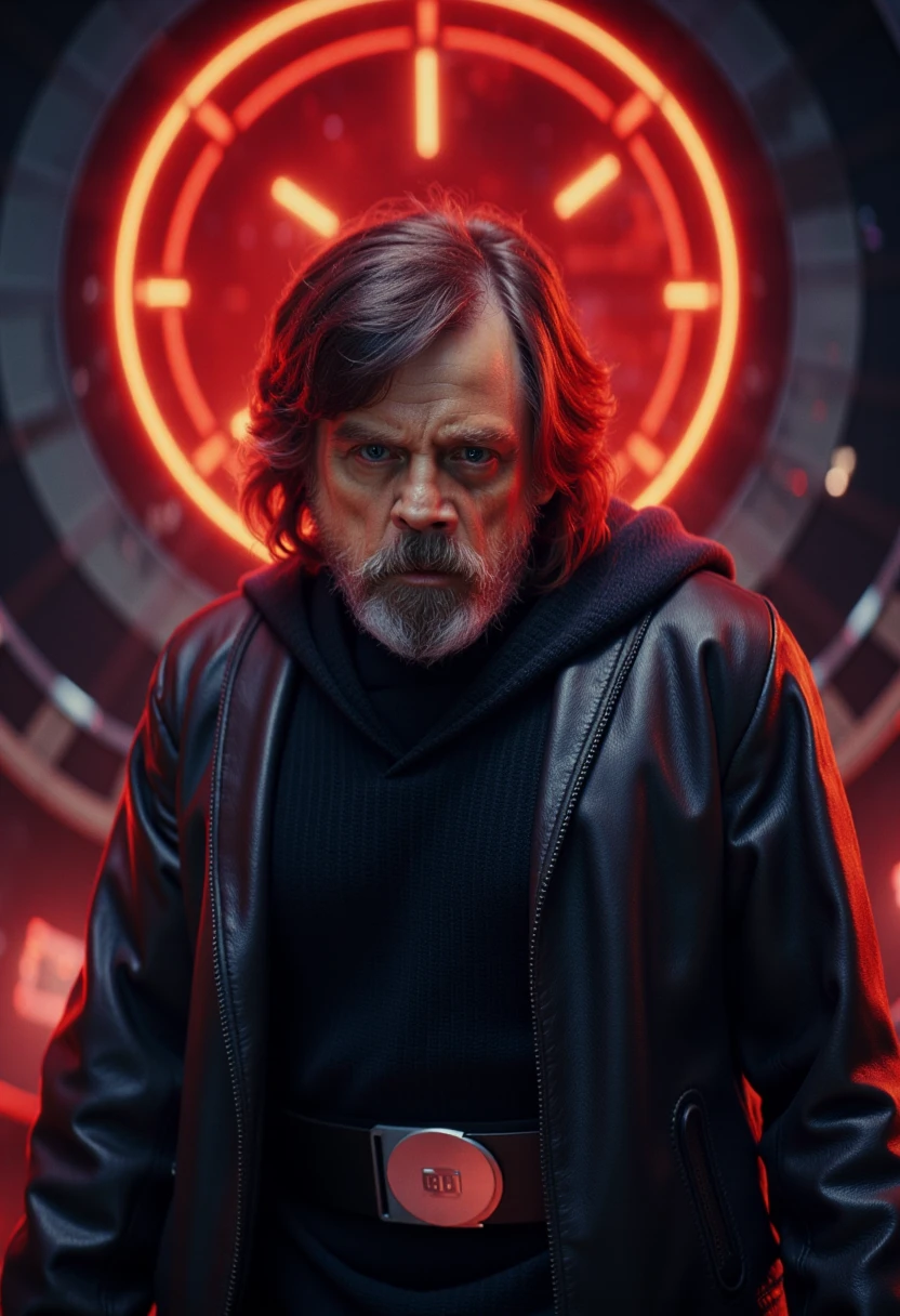 An expressive and energetic Luke Skywalker is poster of the movie : the numbers station, neon, ultra high detail, photorealistic, 8 k