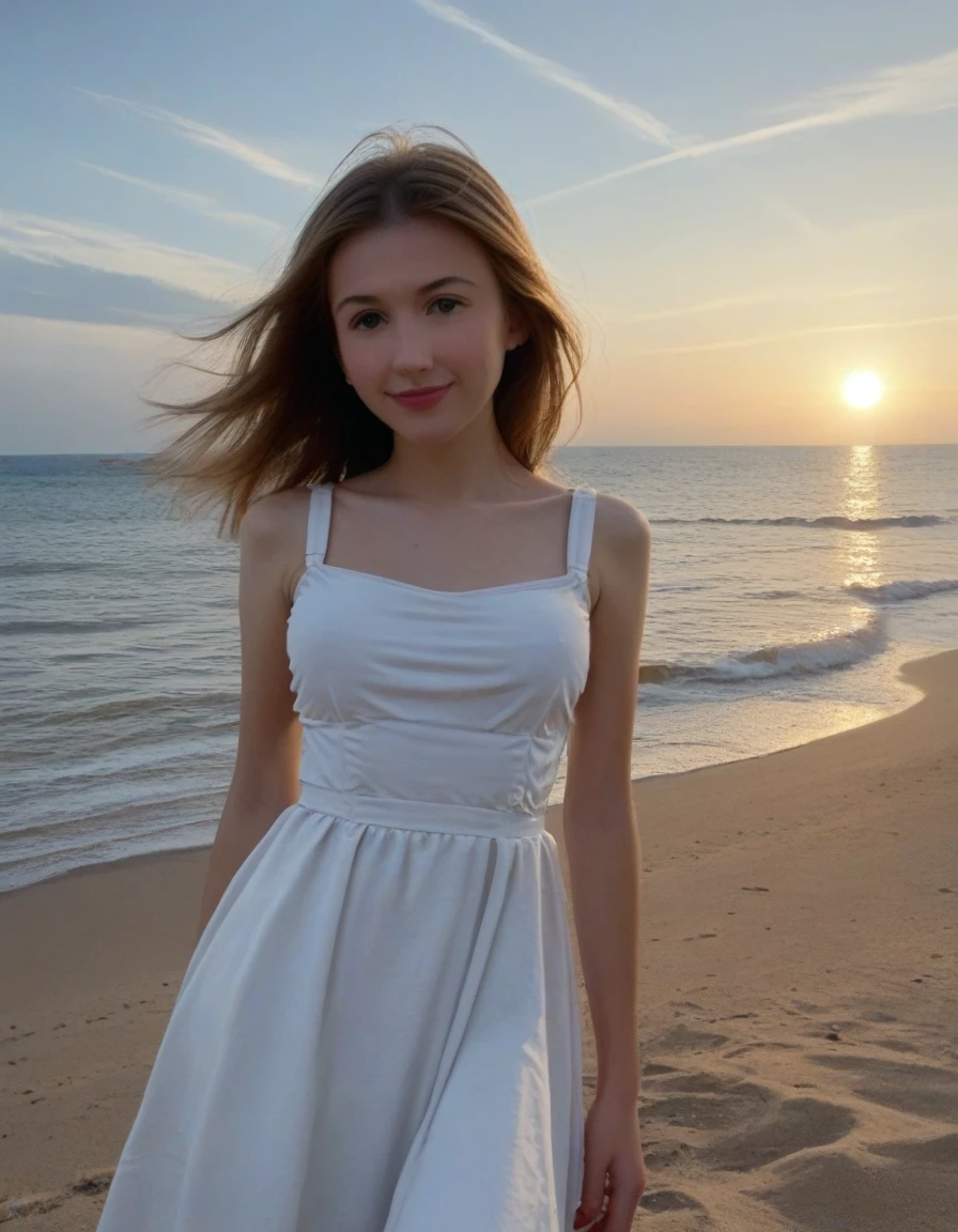 score_9, score_8_up, score_7_up, 1girl, solo, white sundress, slight smile, hair blowing in the wind, on the beach, at sunset  BREAK cinematic angle, unique perspective, dramatic lighting  <lora:zy_AmateurStyle_v2:0.75> photo, grainy, amateur, lowres, 2000s nostalgia, webcam photo, flash <lora:add-detail-xl:1> <lora:ShellAI_Dorian-000008:1>