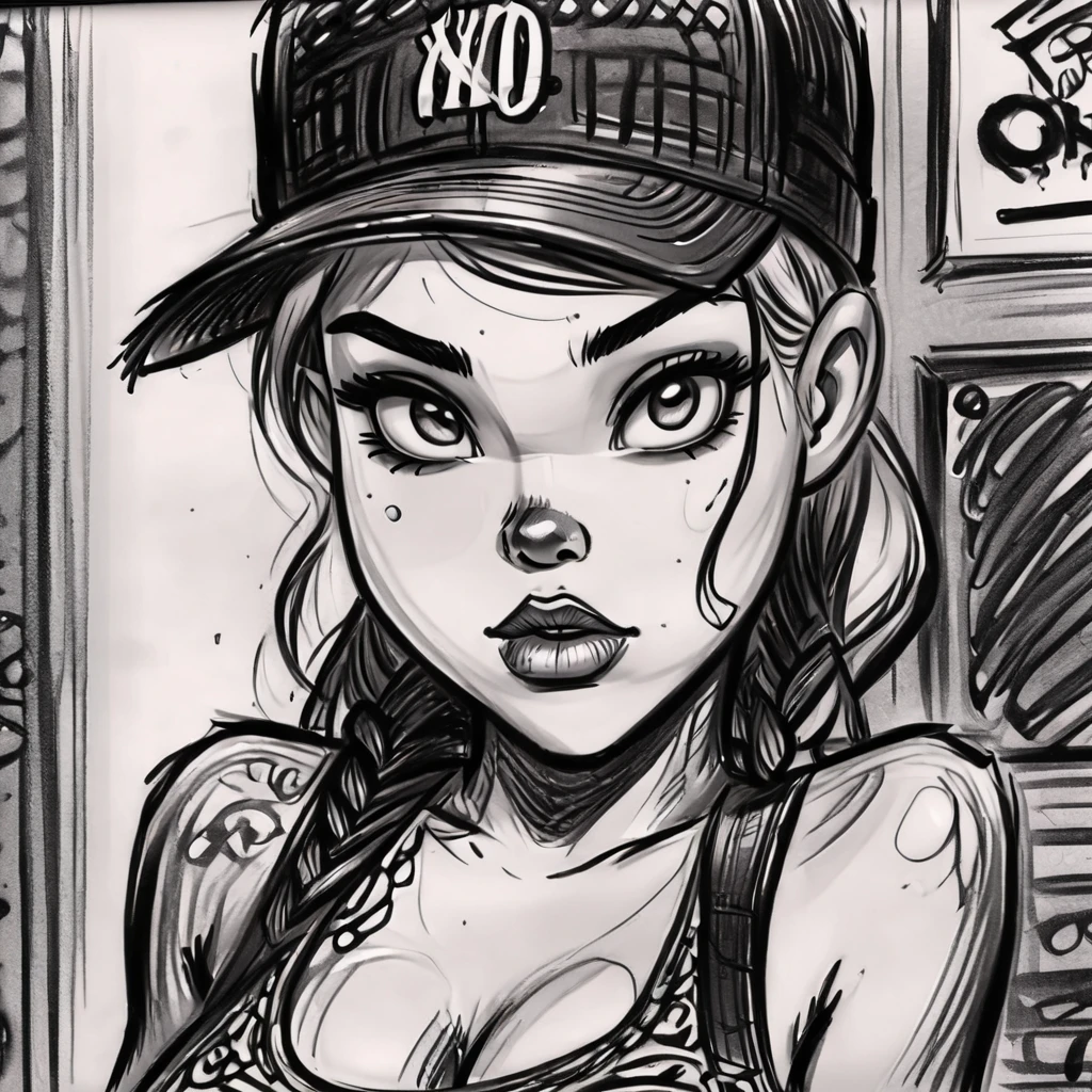 drawix18 portrait of a gangster girl, black ink, very detailed <lora:drawix18:0.8>