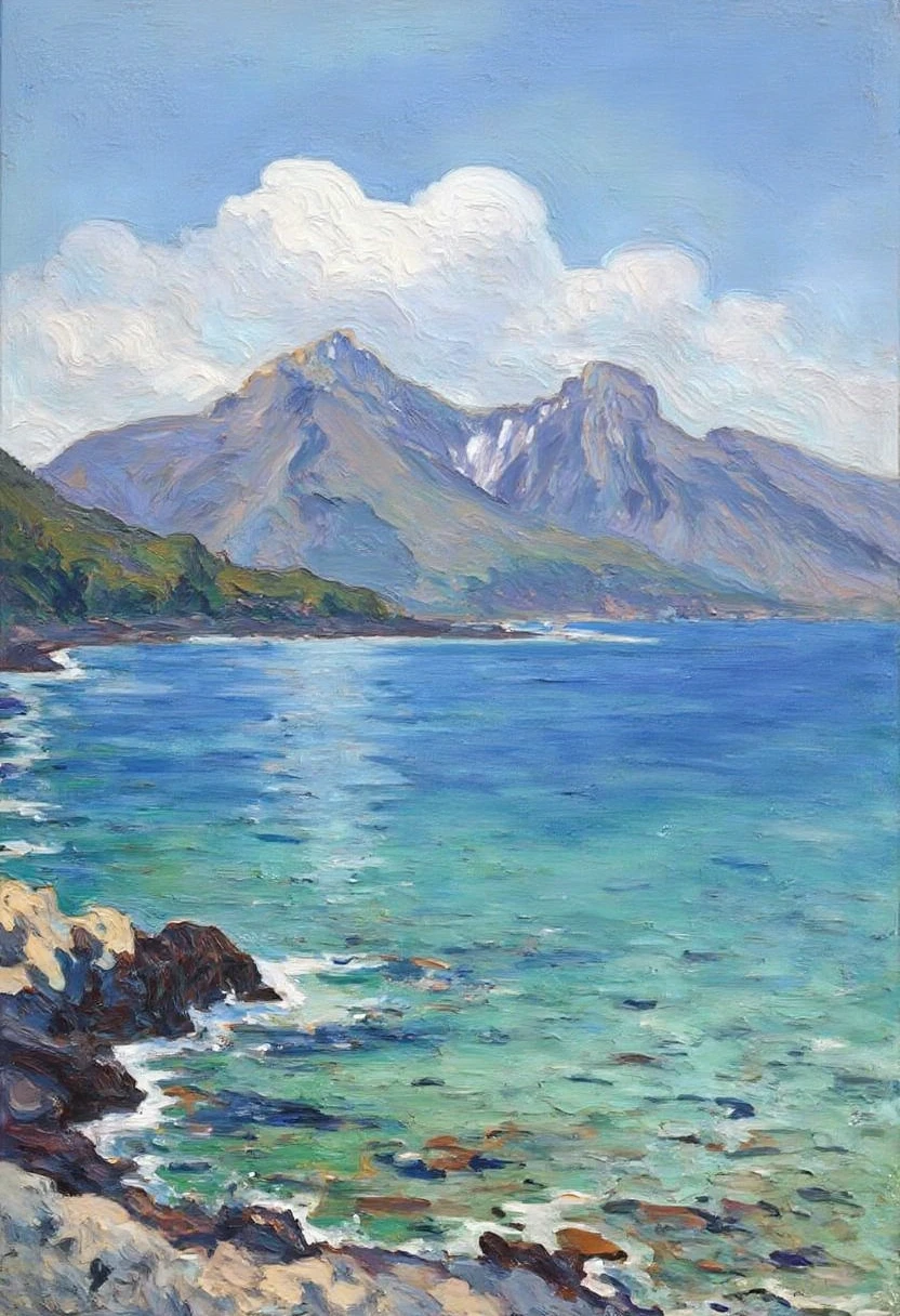 ImpressionistStrokes, mountains from the sea