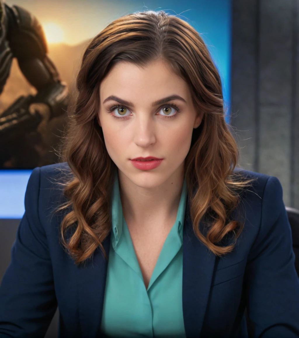 <lora:b3cc4_11XL-000007:0.9>, a (medium close up) photograph of (beautiful 24 year old) (b3cc4 woman:1.2) as cable newscaster,wearing blouse and jacket,sitting at a news desk,interviewing an (alien warrior:1.4),long dark hair,looking at viewer,serious expression on face,parted lips,lipstick,photorealism,realistic lighting,(bokeh),realistic shadows,masterpiece,Award-winning photography,realistic skin texture,UHD HDR,8K wallpaper,Hyperrealistic, Hyperdetailed, subsurface scattering, heavy shadow, best quality, rule of thirds, Intricate, High Detail, 16mm, color graded portra 400 film, detailed pupils, 35mm photograph, professional