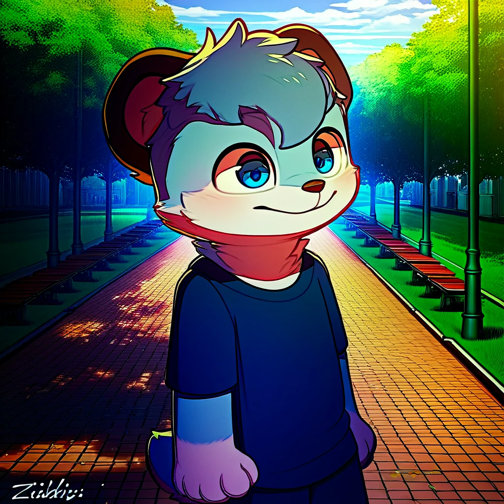 score_9_up, score_8_up, score_7_up, source_furry, mikus-kirikopoyo, zephyr, 1boy, solo, blue fur, blue eyes, furry, park,,